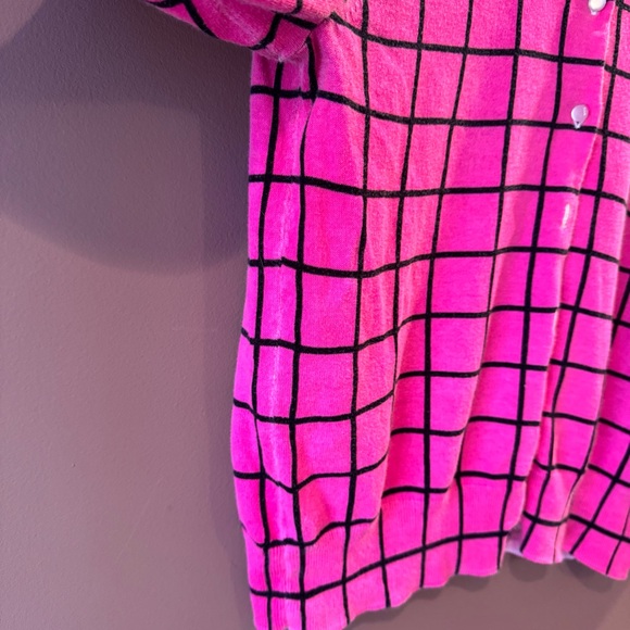 The Clair Crew Chic Pink Grid Button Down Cardigan | L - Picture 3 of 9